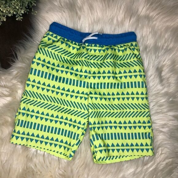 Lands’ End blue/neon green swim trunk size 8 - Picture 1 of 4